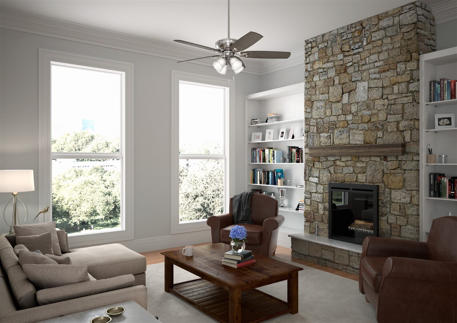 Hunter Fan 52 in Brushed Nickel Finish Ceiling Fan with Four Dimmable LED Lights 3