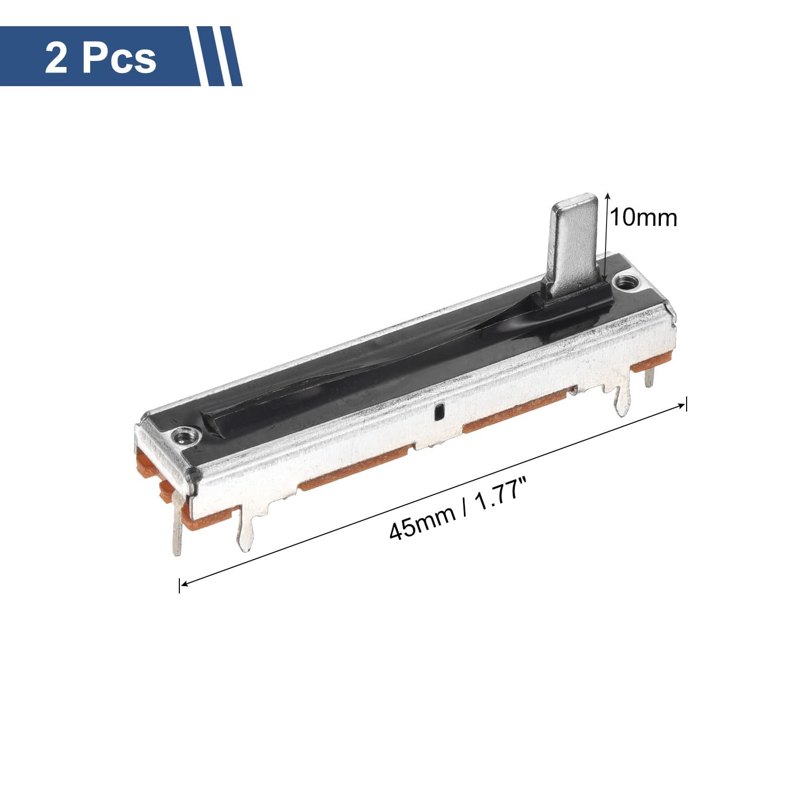 2Pcs Straight Single Linear Slide Potentiometer B10K 45mm(L) 30mm Travel 2
