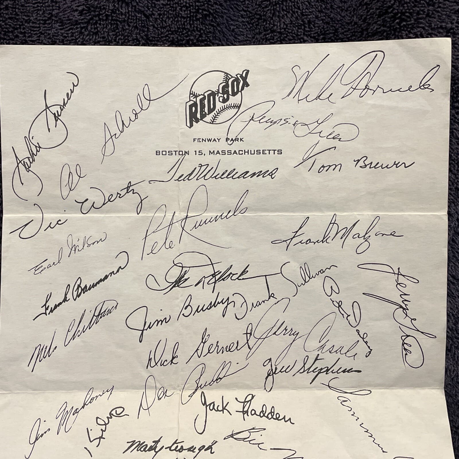 ULTRA RARE 1959-60 Boston Red Sox Team Issued Autograph Sheet, Ted Williams LOOK 2