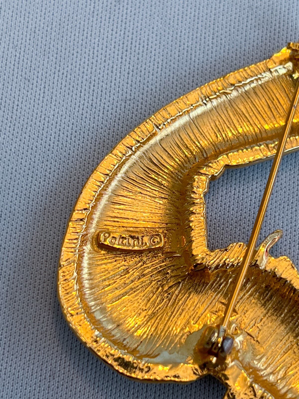 Rare Large 1960 Gold Plated Handmade Winston Churchill Pin by Polcini WWII 4