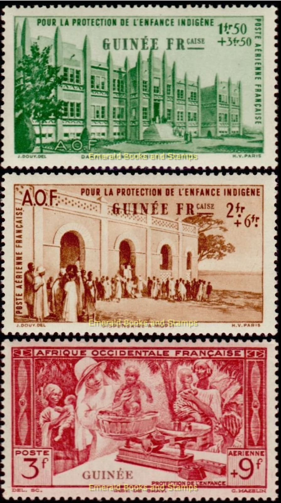 EBS French Guinea 1942 - Native Child Protection - GU PA6-PA8 MNH**