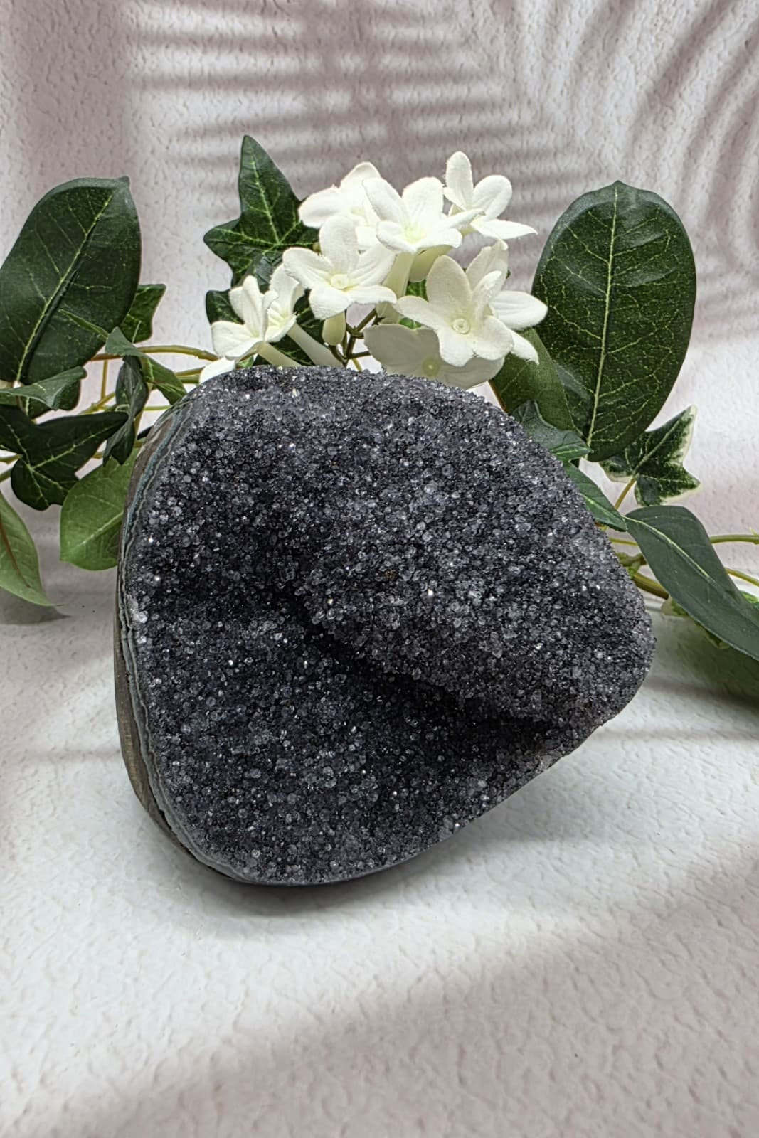 Black Amethyst Geode  Uruguay Amethyst Cut Base Amethyst Crystal Druzy  6