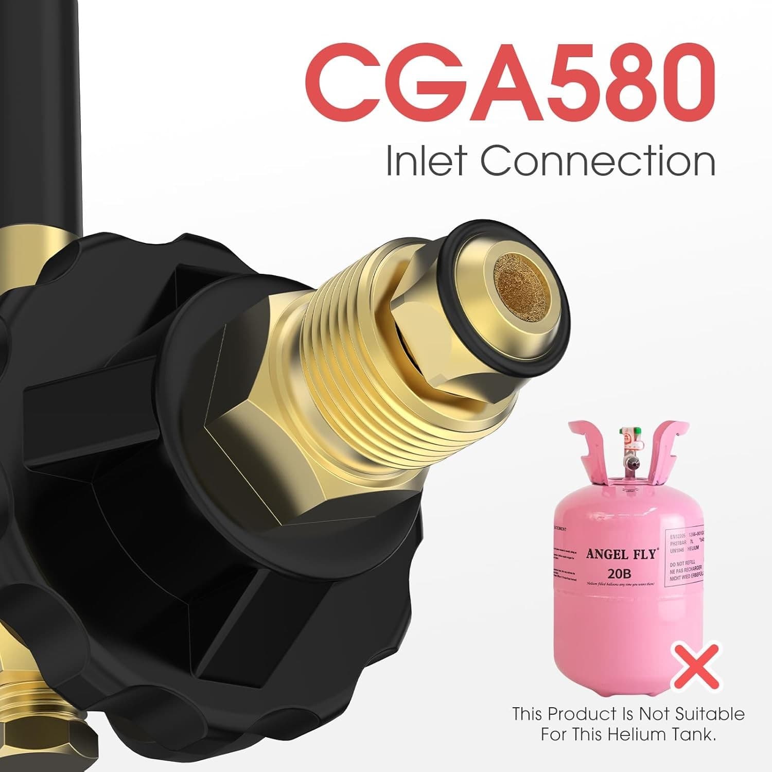 Balloon Inflator Regulator 0-3000 PSI, Helium Filler Gauge for CGA580 Tank Valve 4