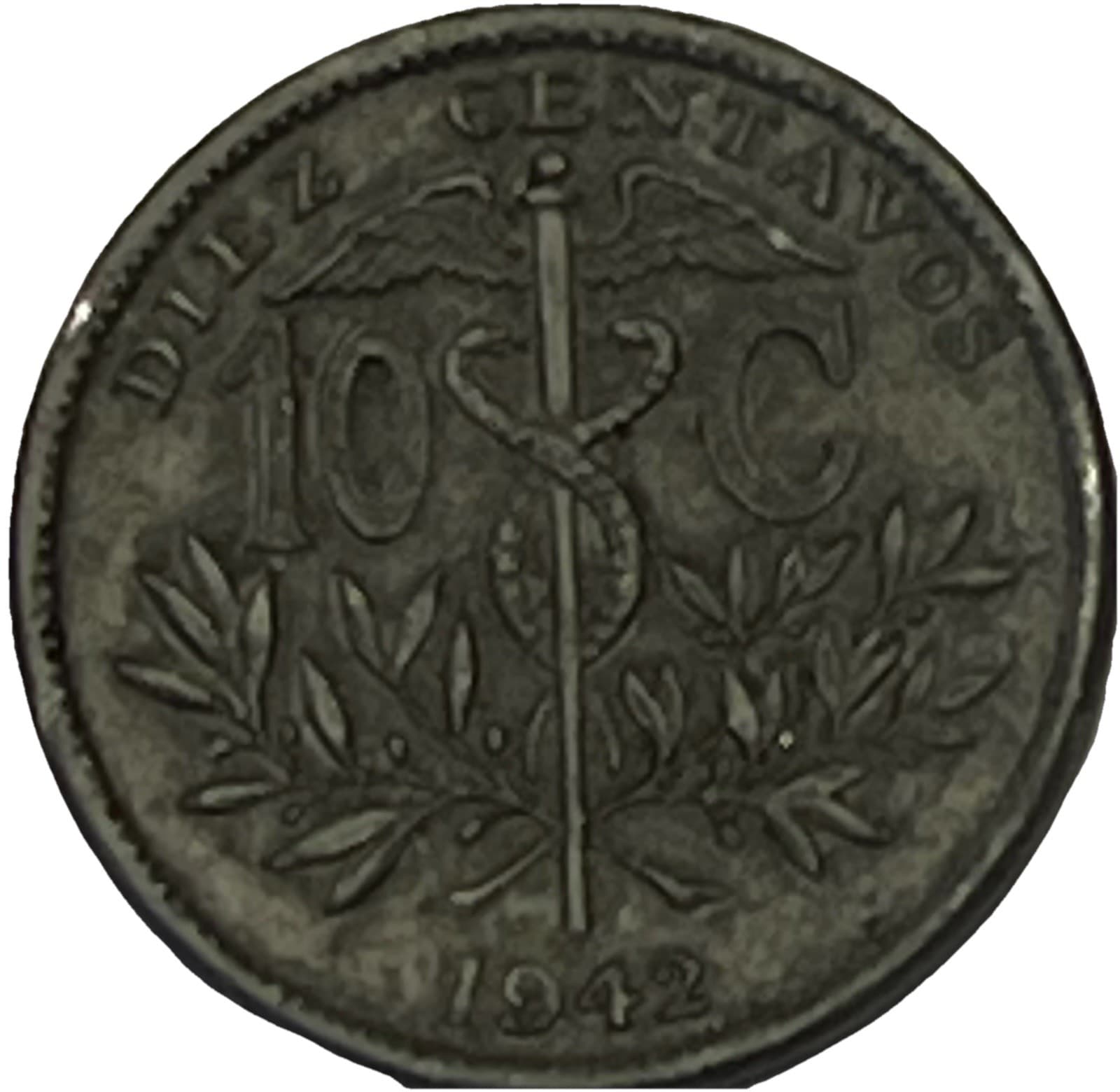 1942 Bolivia 10 Centavos Zinc WWII - Combined Shipping - Lot C63d 2