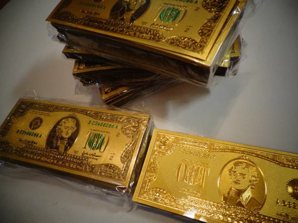 GOLD PLATED 2 DOLLAR USA  NOTE-GREEN SEAL-EACH IN RIGID PVC BILL HOLDER,NEW ITEM 4