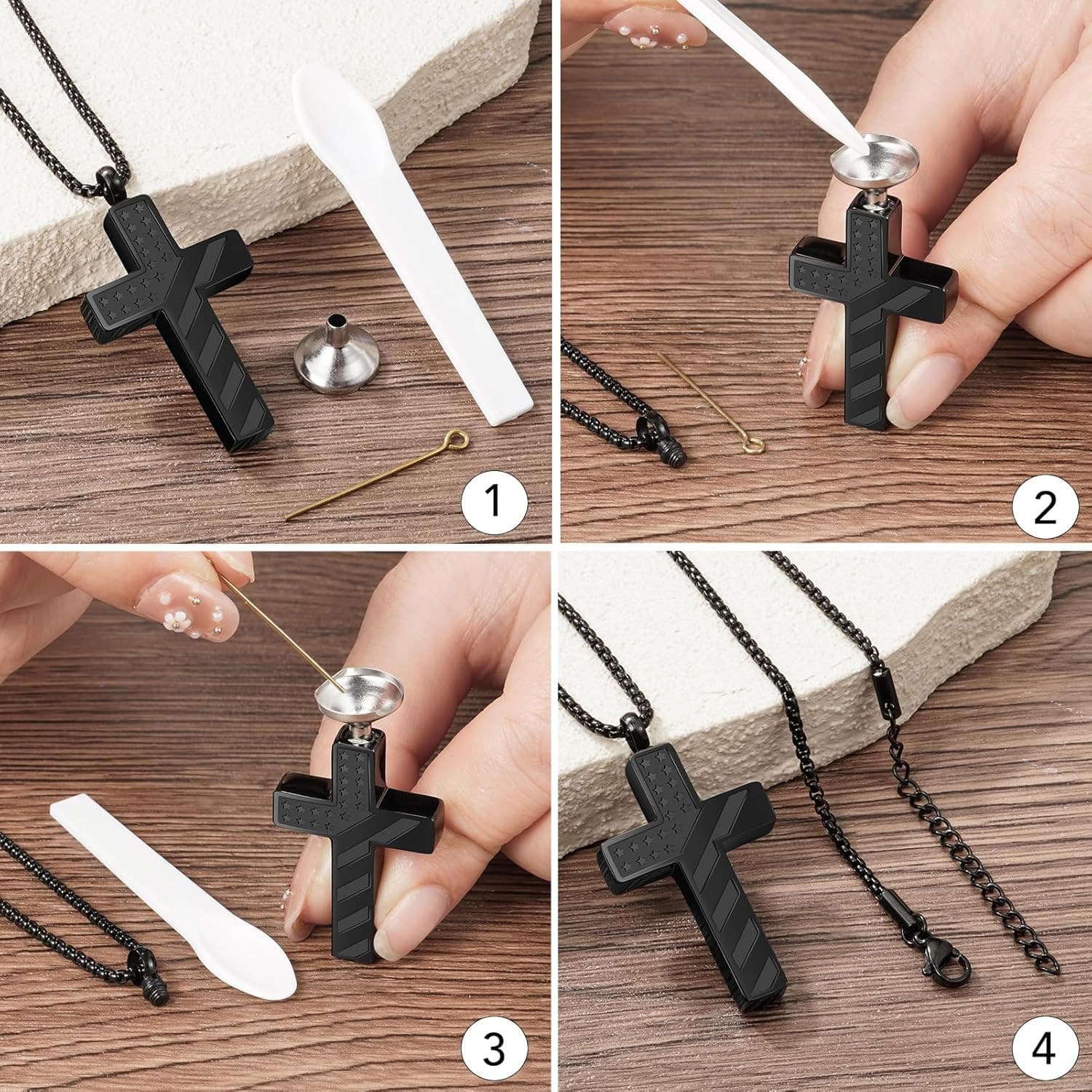 Cross Cremation Jewelry Flag Urn Ashes Necklace for Women Men Cremation Ash Pend 5