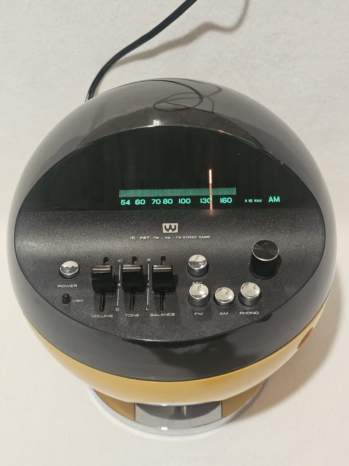 Rare Yellow Weltron Model 2002 Space Age Ball Mod Retro AM/FM Stereo Radio READ 3
