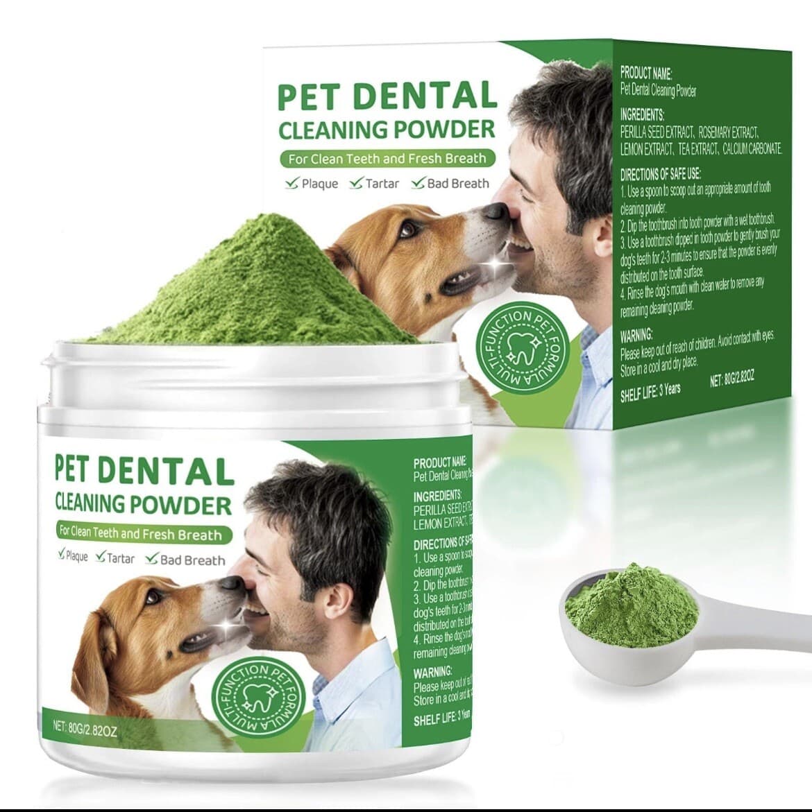 Pet Dental Cleaning Powder for Dogs - For Clean Teeth, Tartar and Fresh Breath