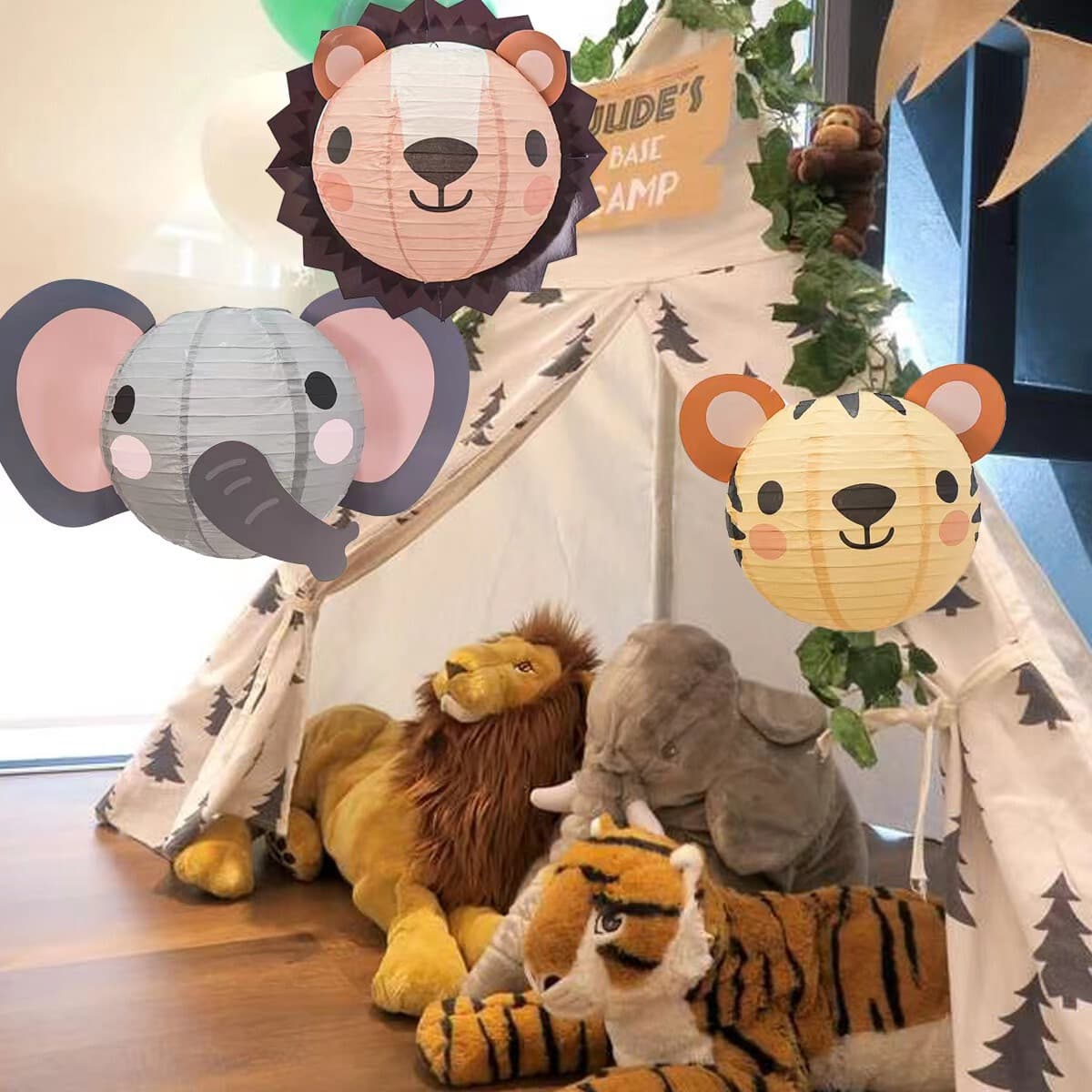 Jungle Animal Party Decorations, 11PCS Animal Paper Lanterns Hanging 4