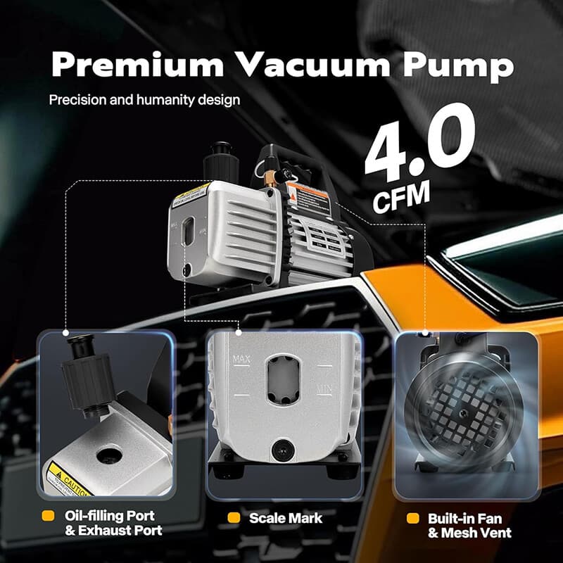 1/3 HP 4 CFM Vacuum Pump HVAC Refrigeration AC Manifold Gauge for R134a R12 R22 4