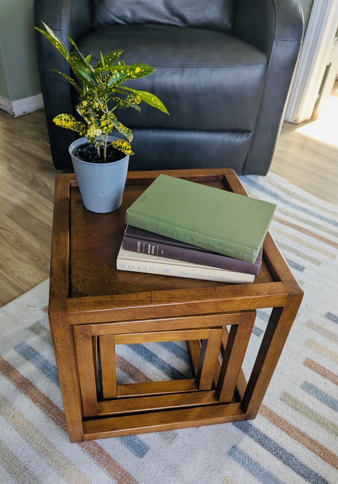 3 Geometric MCM Cube Minimalist Danish Style Nesting Stacking Cubist Tables Wood 2