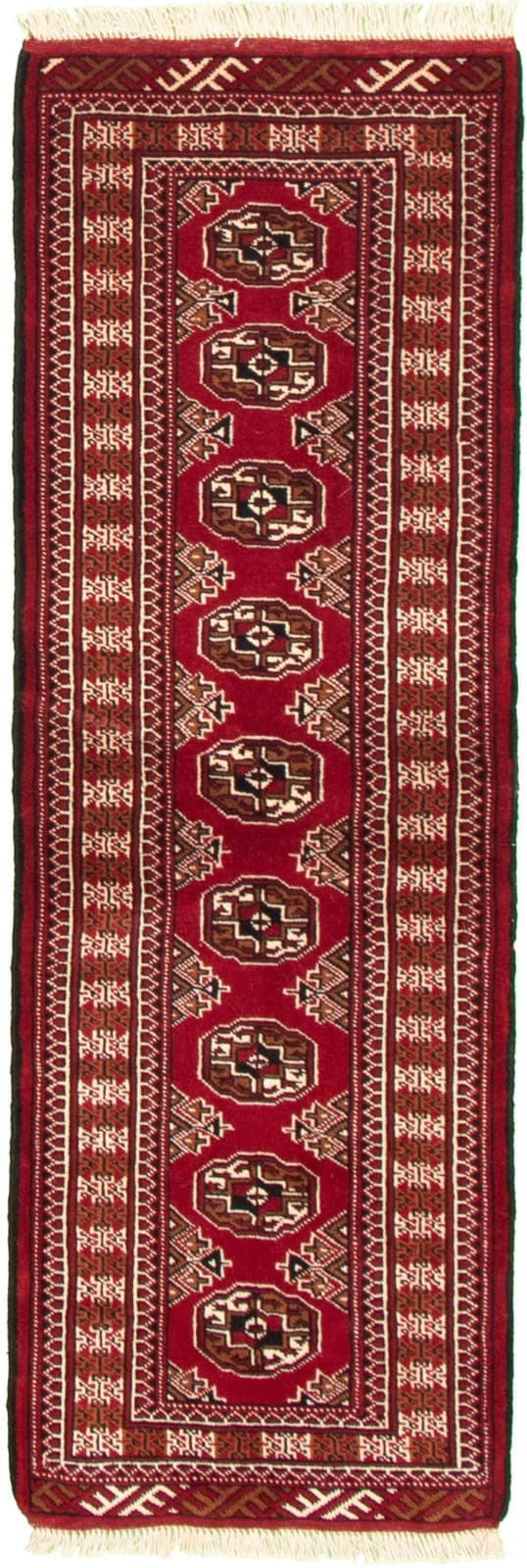 Traditional 2'1" x 6'3" Vintage Bordered Hand-Knotted Carpet Wool Area Rug