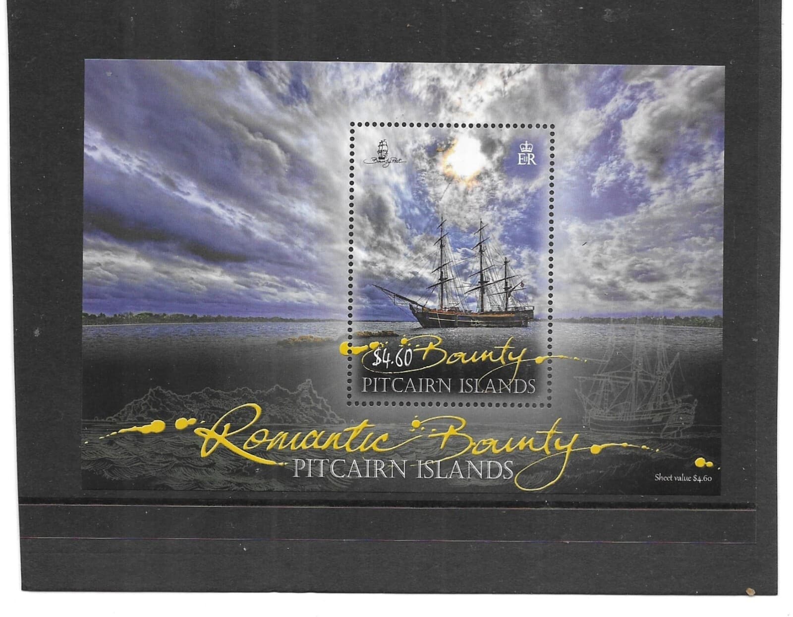 PITCAIRN ISLAND. 2012. SHIPS-BOUNTY. MINISHEET. MINT FULL GUM. AS PER SCAN. 3
