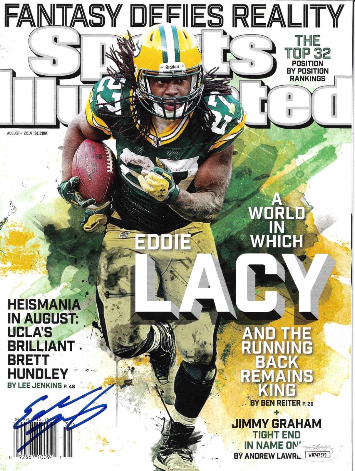 EDDIE LACY signed SPORTS ILLUSTRATED FULL MAGAZINE GREEN BAY PACKERS w/ COA JSA