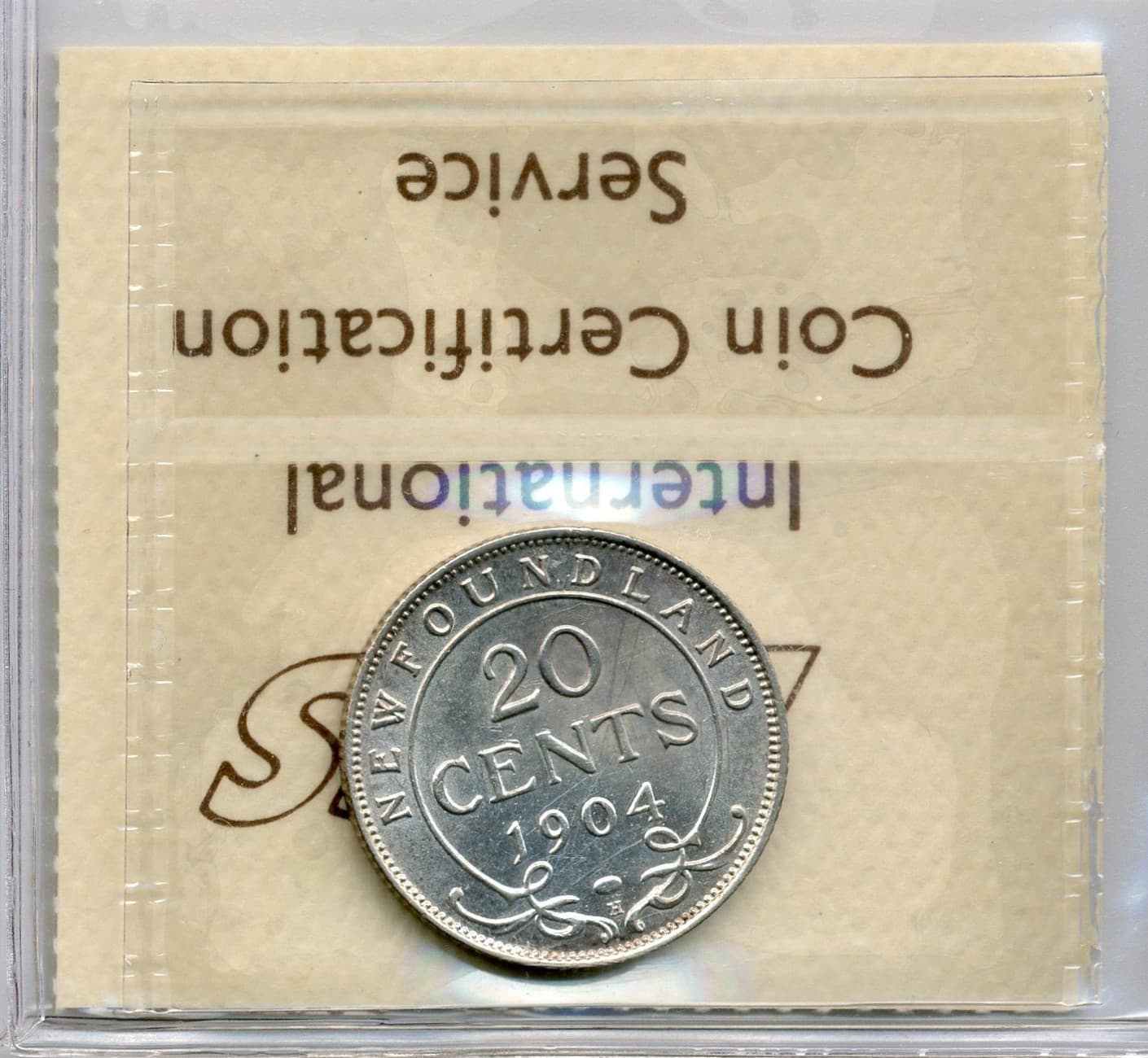 1904H Newfoundland 20 Cents - Extremely Fine, ICCS EF40 3