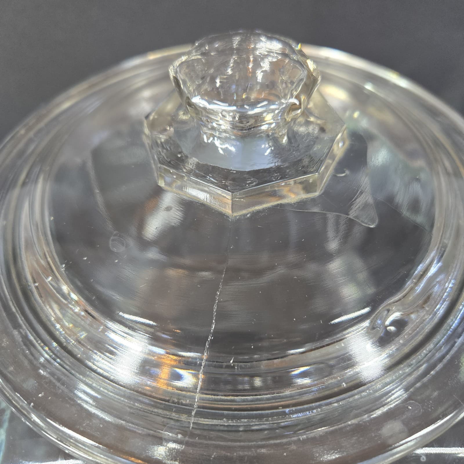 Vintage Planters Peanuts Square Embossed Glass Counter Jar knob Lid 1930s 5