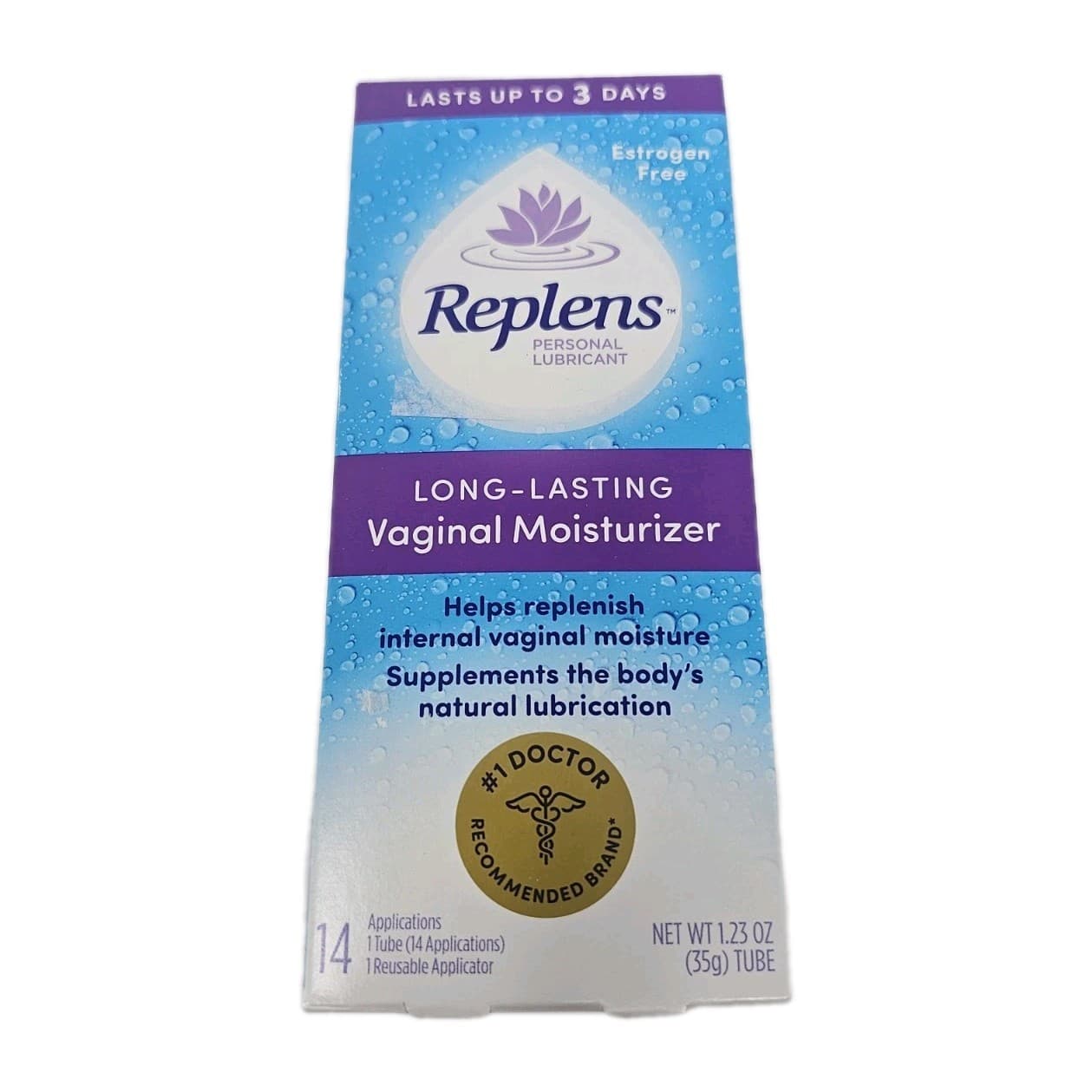 REPLENS long-lasting 1.23oz Vaginal MOISTURIZER 14 uses Estrogen Free 02/2026