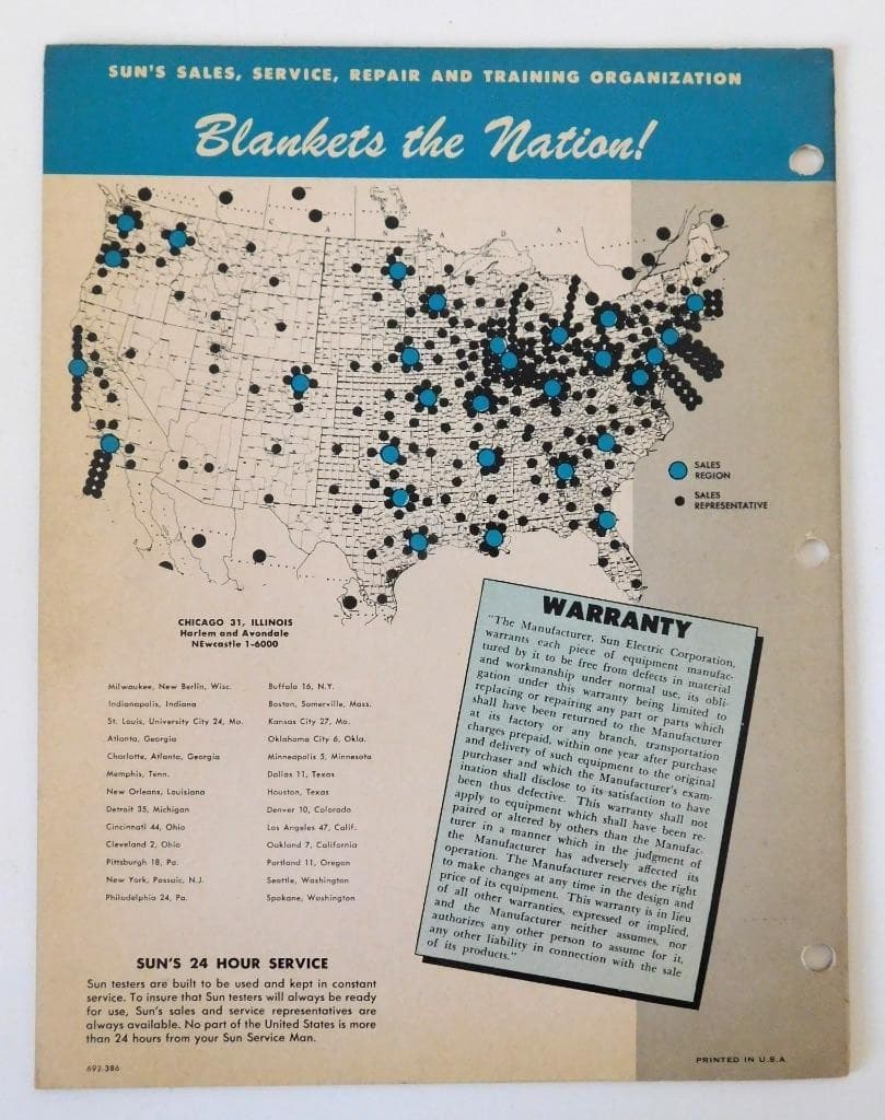 Original 1959 Instruction Manual SUN Electric Distributor Tester Model 680 3