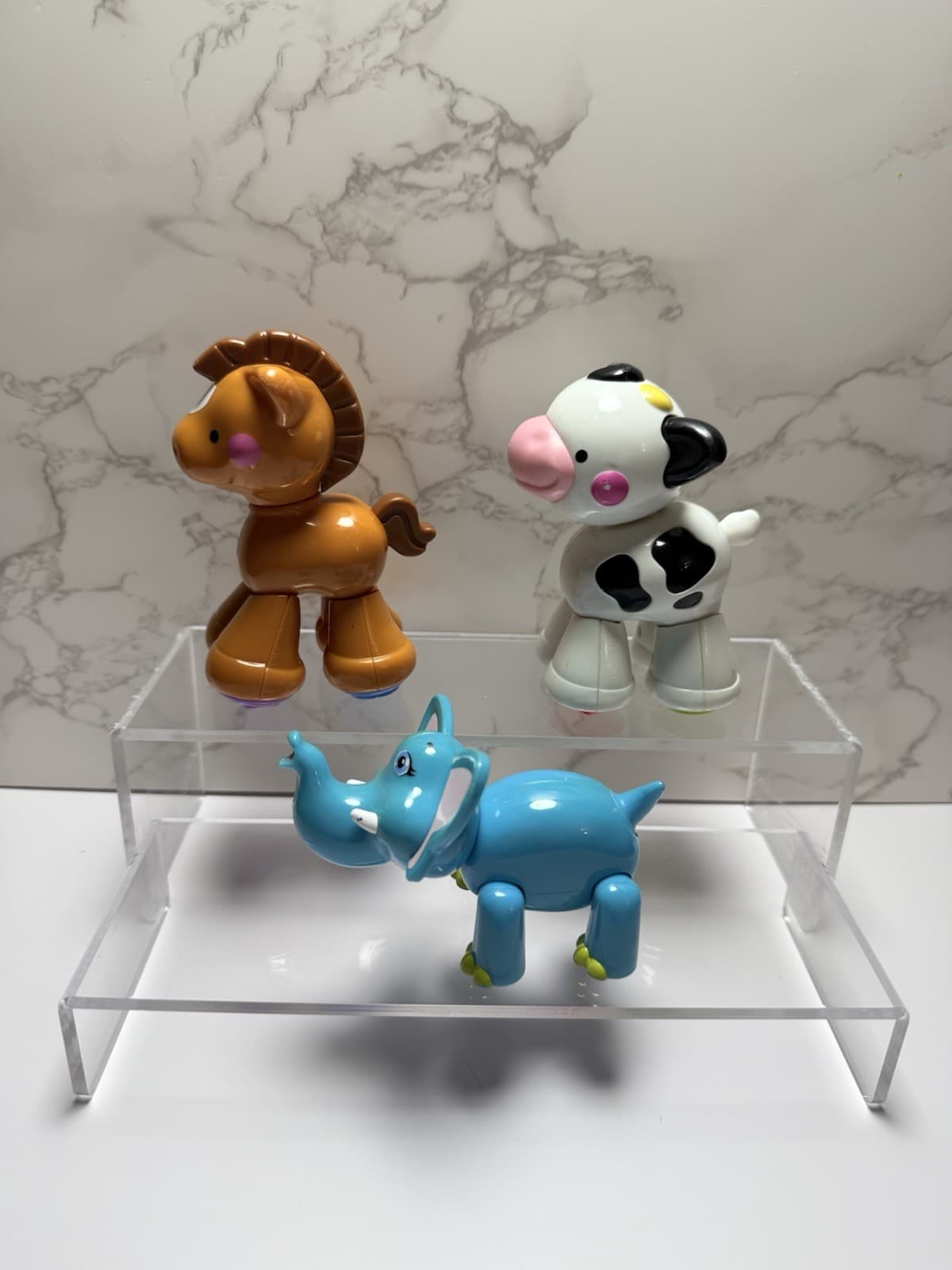 Fisher Price Amazing Animals Cow And Pony & Rare Garanimals Elephant 2