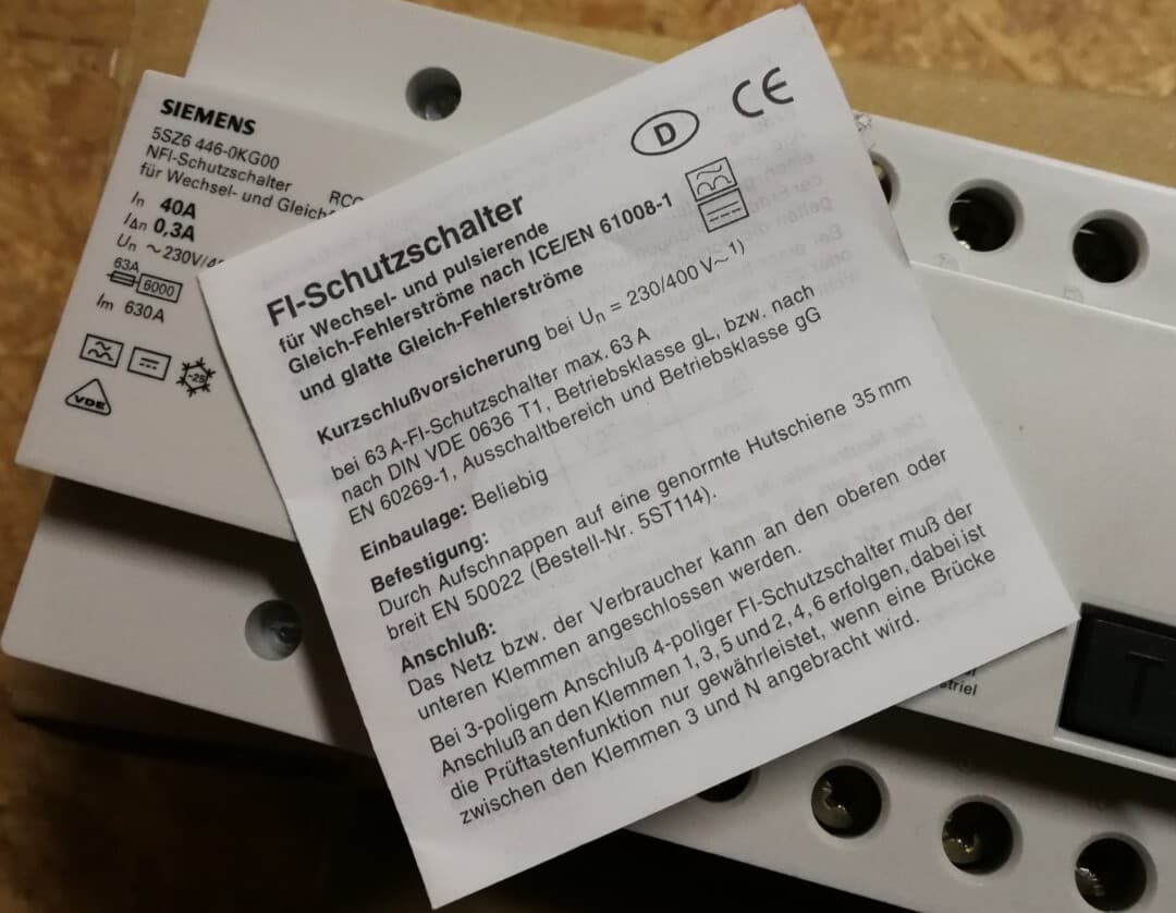 Siemens 5SZ6 446-0KG00 40A 0.3A NFI Circuit Breaker Type-B 300mA All Current Sensitive 4