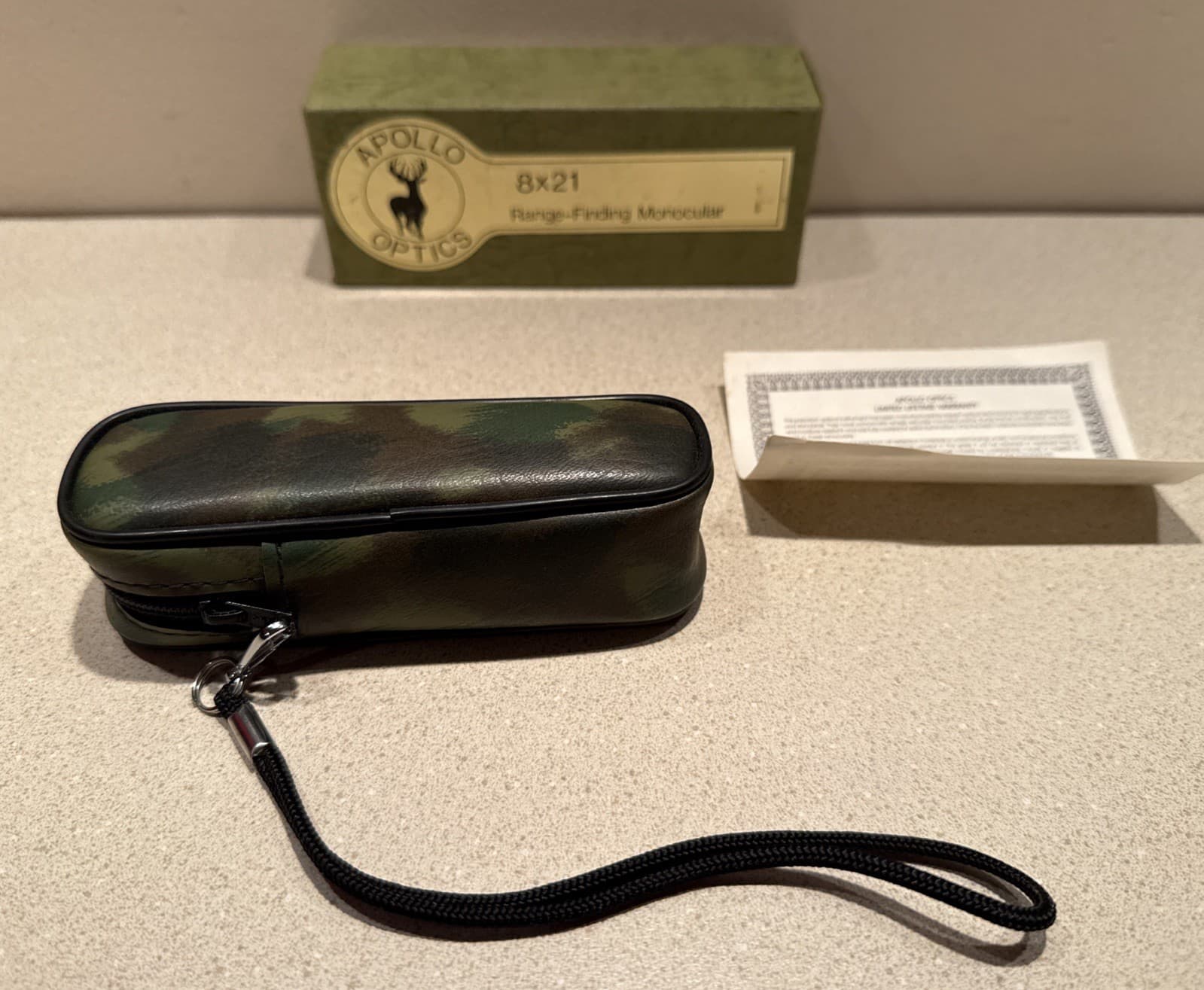 8x21 Range-Finding Monocular by Apollo Optics.  Camo w/ Carrying Case.  NEW 4