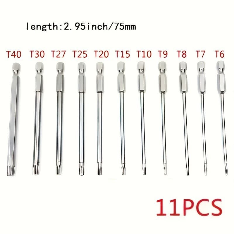 11-Piece Torx Screwdriver Bit Set - Multi-Size (T6-T40) for Vehicle Maintenance 4