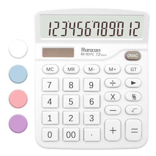 White Calculator, Basic Office Calculator, Desktop Calculator 12 Digit, Large  2