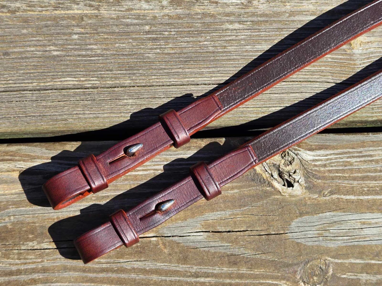 Devoucoux Brown 1/2" Leather English Hunter Bridle Cheekpieces -Size LARGE - NWT 6