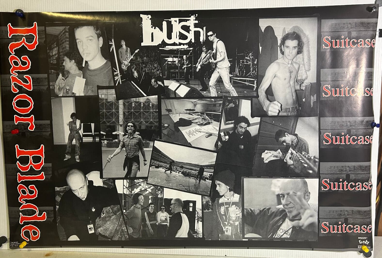ROLLED 1996 BUSH RAZORBLADE SUITCASE ALBUM BAND POSTER GAVIN ROSSDALE FUNKY P3