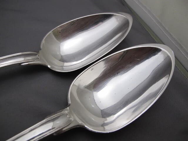 Pair NAPLOEONIC French THREAD Pattern PLATTER SPOONS-F-D NAUDIN 1797-1803 2