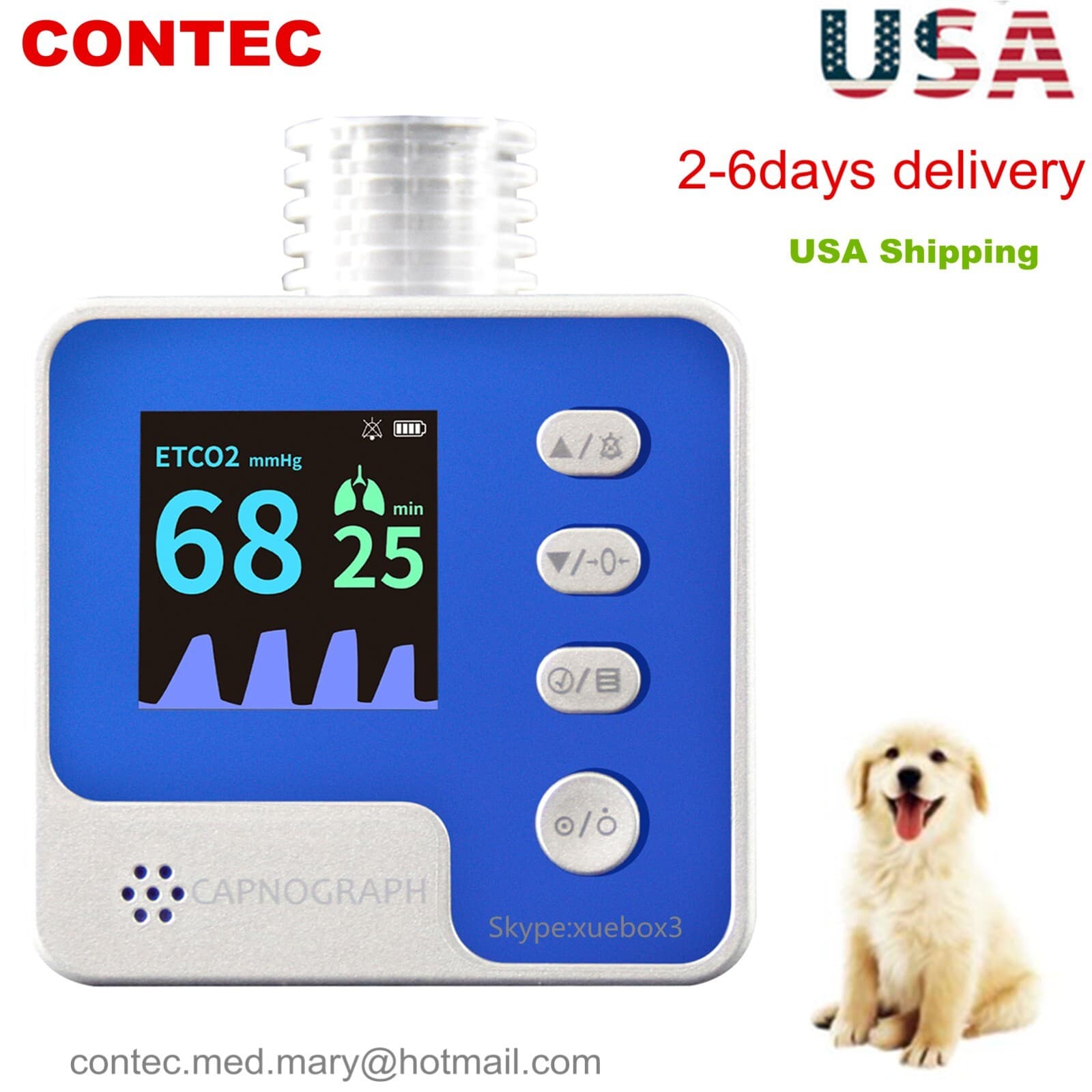 VET EtCO2 Capnograph Mainstream Respiration Rate End-tidal  CO2 pet Monitor  2