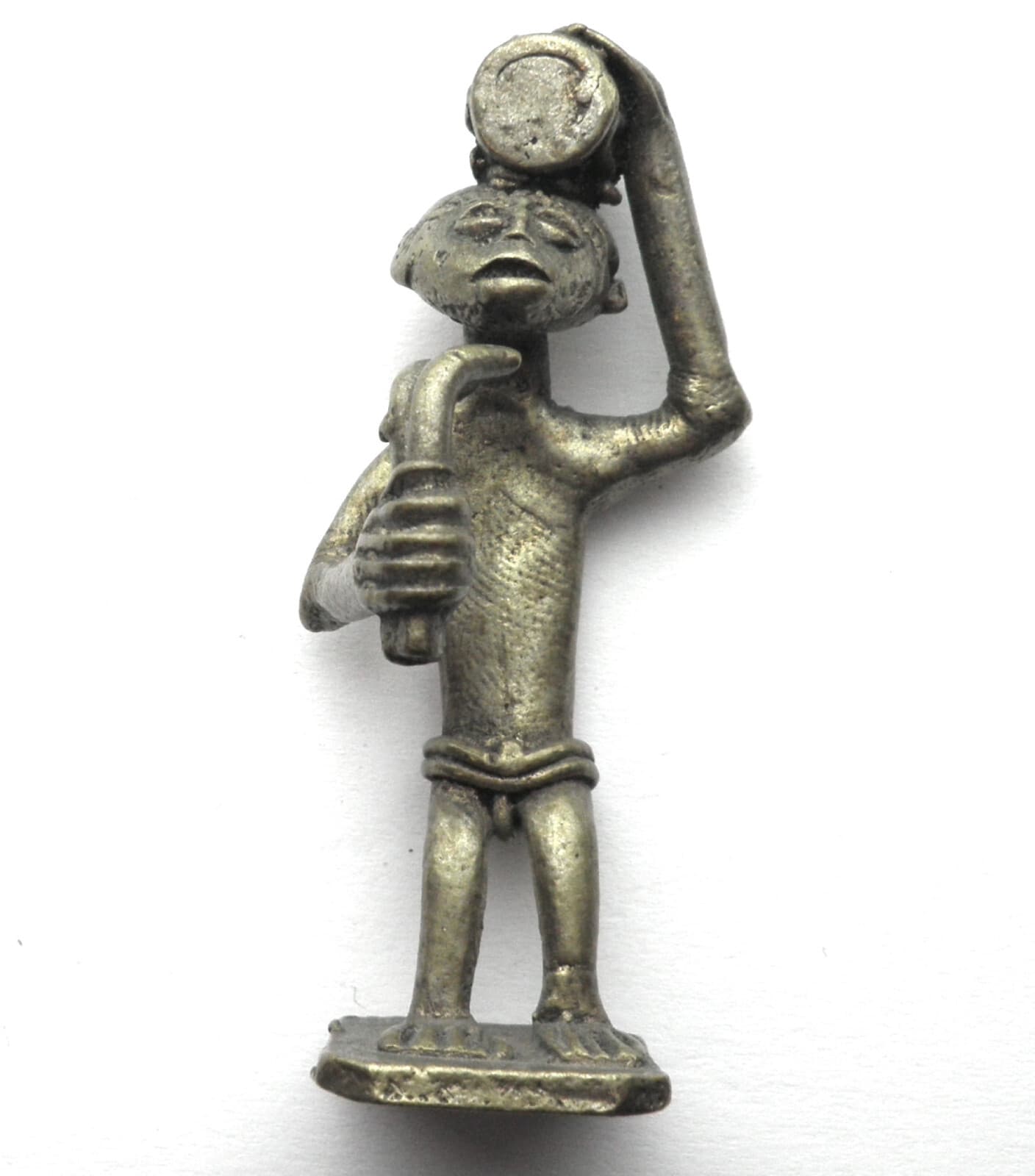BRASS AFRICAN ASHANTI AKAN GOLD WEIGHT 1700-1900 AD Tribal Man Figure 33.8g No44