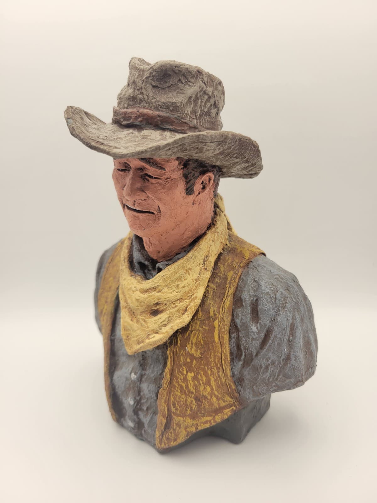 Original 1982 Daniel Monfort "John Wayne" Trail Boss Western Stone Sculpture Lot 4