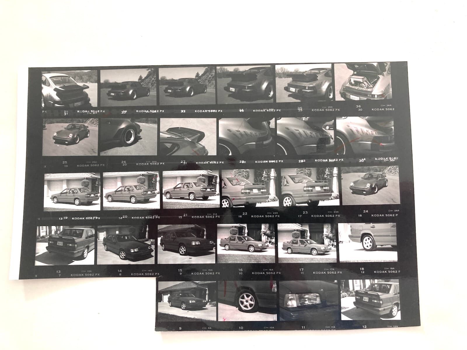 PORSCHE 930 CONTACT SHEET & NEGATIVES - 1976