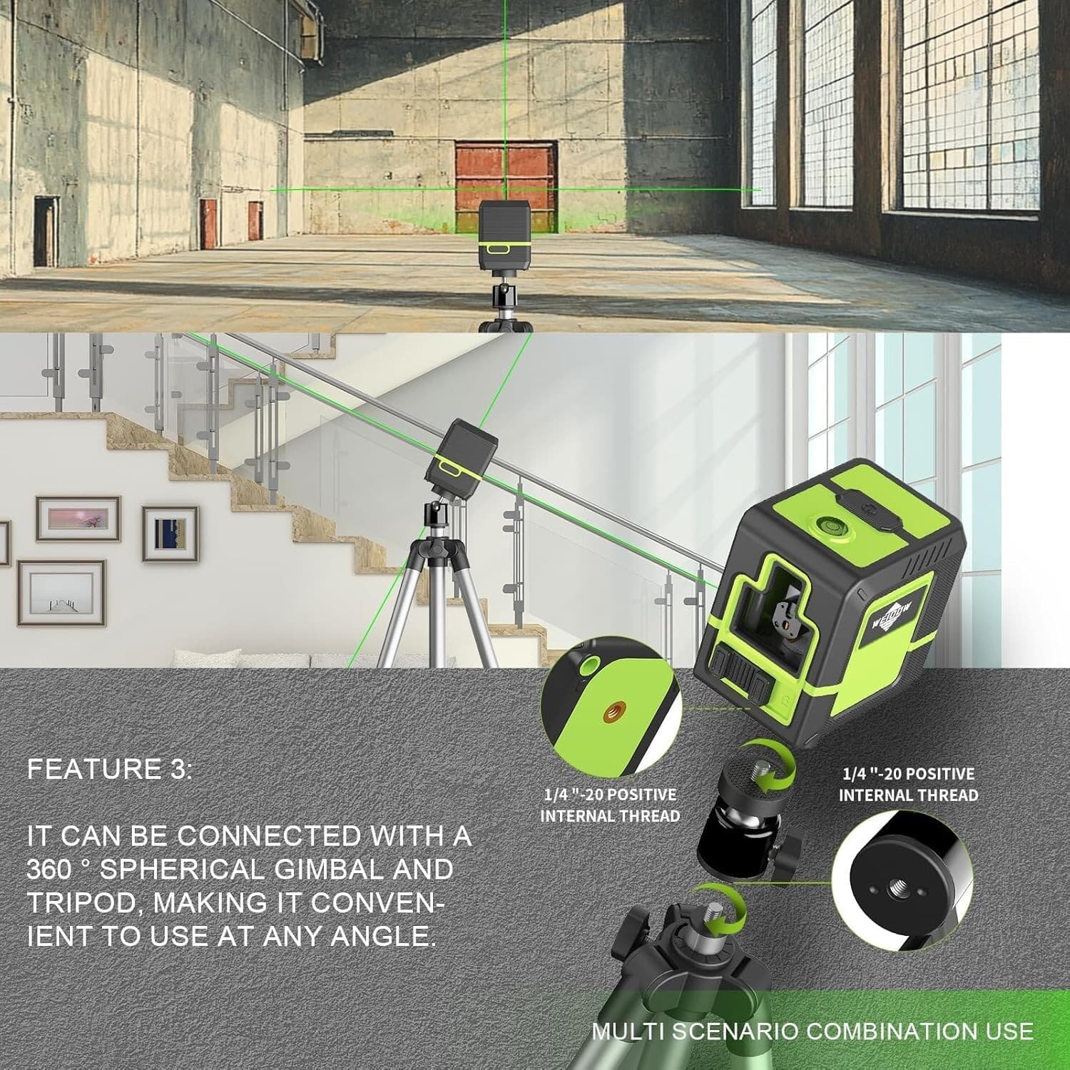  Self Leveling Laser Level With Tripod 98ft Green Cross Line Laser  4
