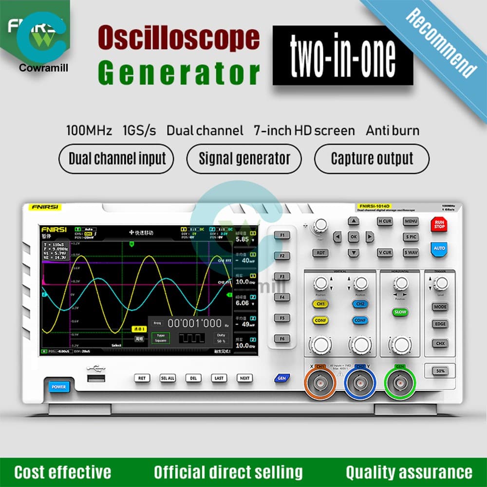 FNIRSI 1014D 7inch LCD 2 Channel Signal Generator Digital Storage Oscilloscope 3
