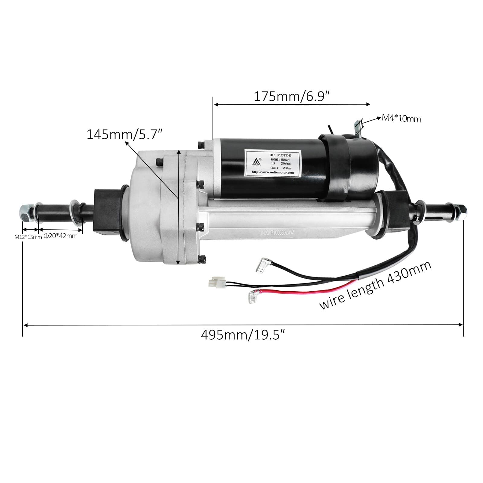 DC 350W 24V Transaxle Motor for Electric Scooter Mobility 4 Wheeler DIY Parts 2