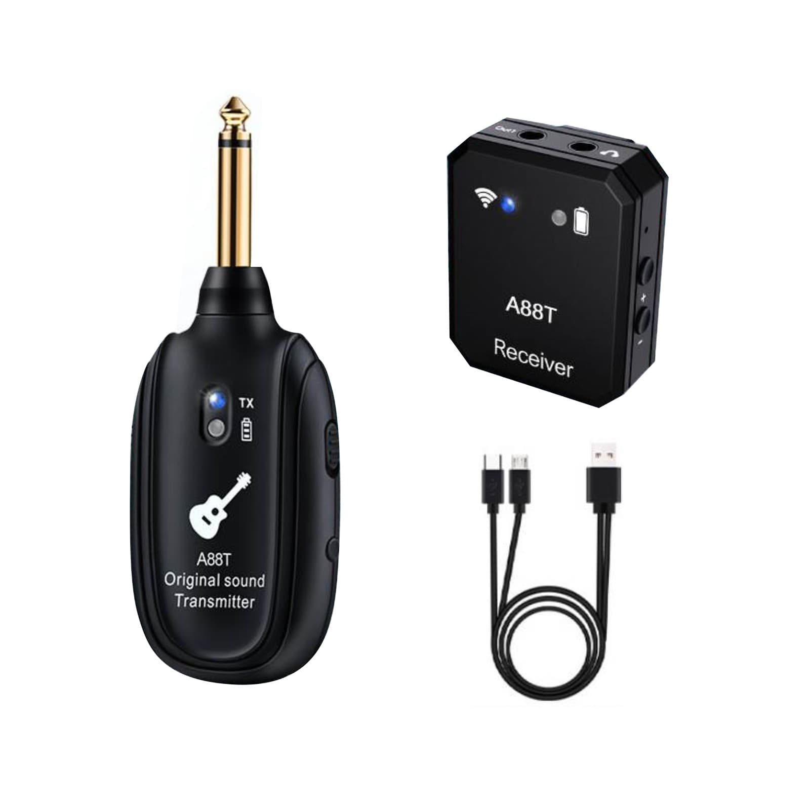 Black Rechargeable ABS Wireless In-Ear Monitor System Transmitter Receiver 6