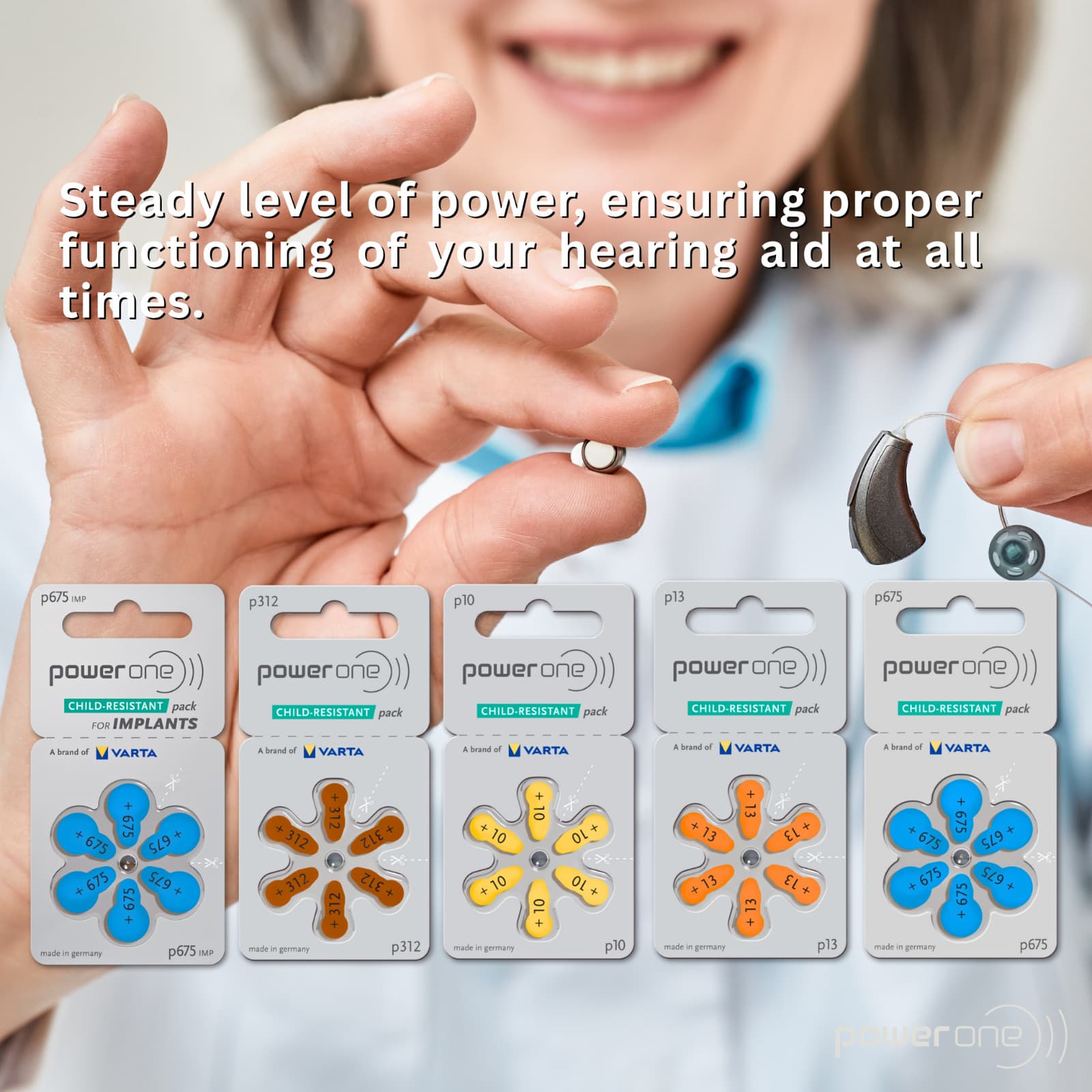 Power one Size 675P Cochlear Implant Plus Hearing Aid Batteries (120 Batteries) 5
