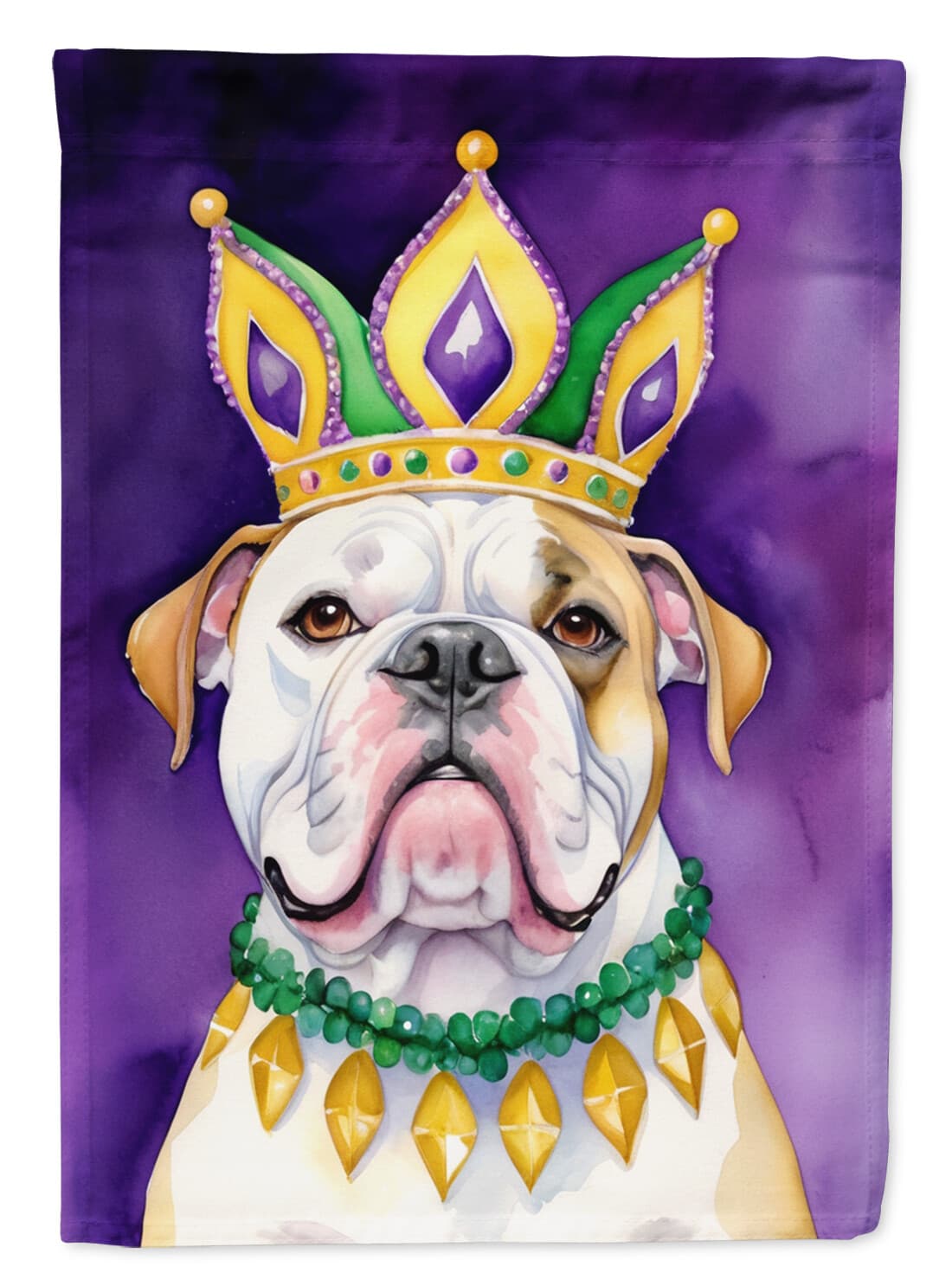 American Bulldog King Queen of Mardi Gras Flag Garden Size DAC4719GF