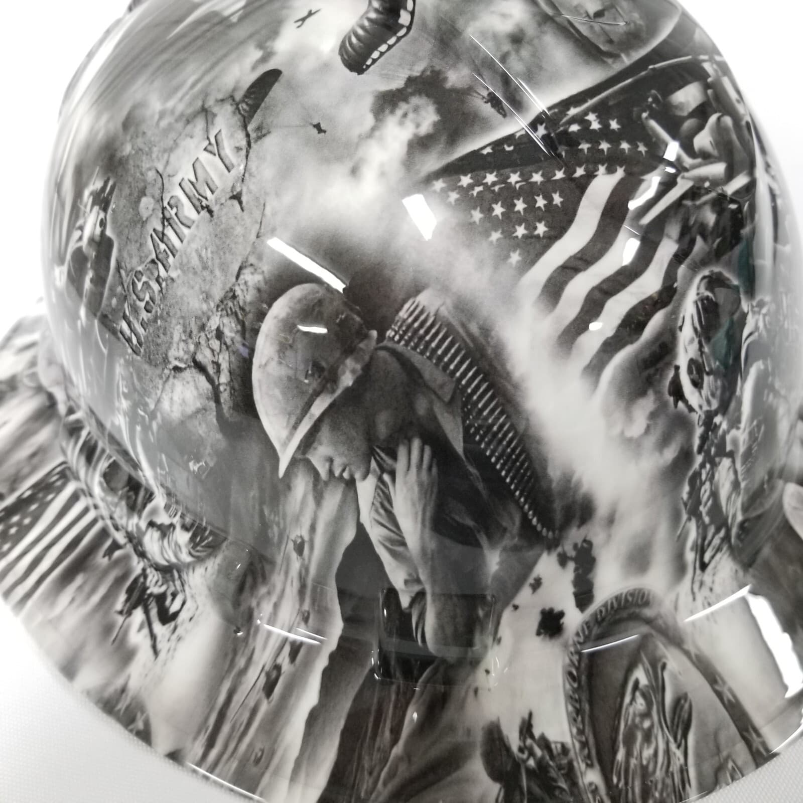 NEW FULL BRIM Hard Hat custom hydro dipped MILITARY TRIBUTE SALUTE TO THE BRAVE  6