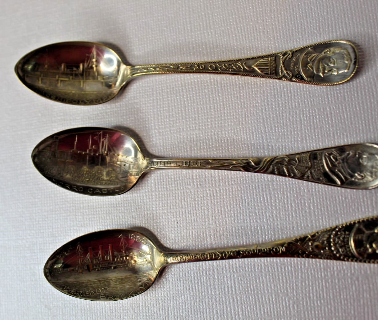 3 Vintage Silverplate Spoons Flagship Brooklyn/Olympia Morro Castle - 4 1/4" 3