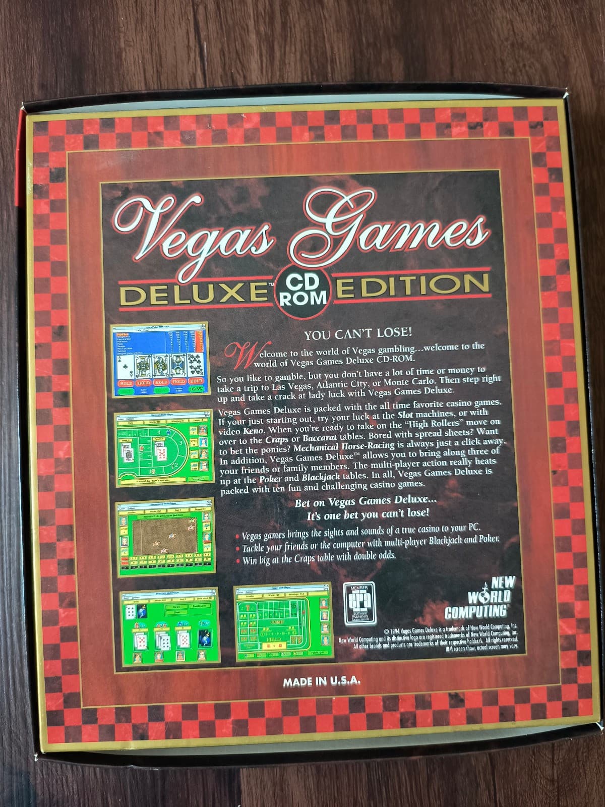 Vegas Games: Deluxe Edition (CD-ROM, 1994,New World Computing) w/Box Made in USA 2