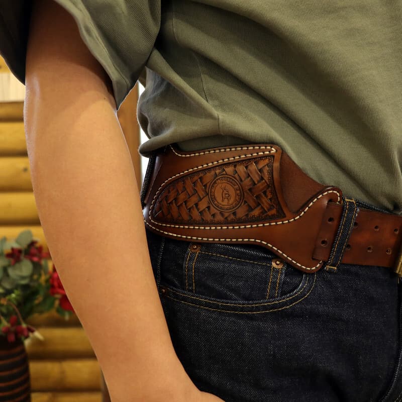 TOURBON Leather Engraved Fixed Blade Knife Sheath Belt Pouch EDC Knives Case 6