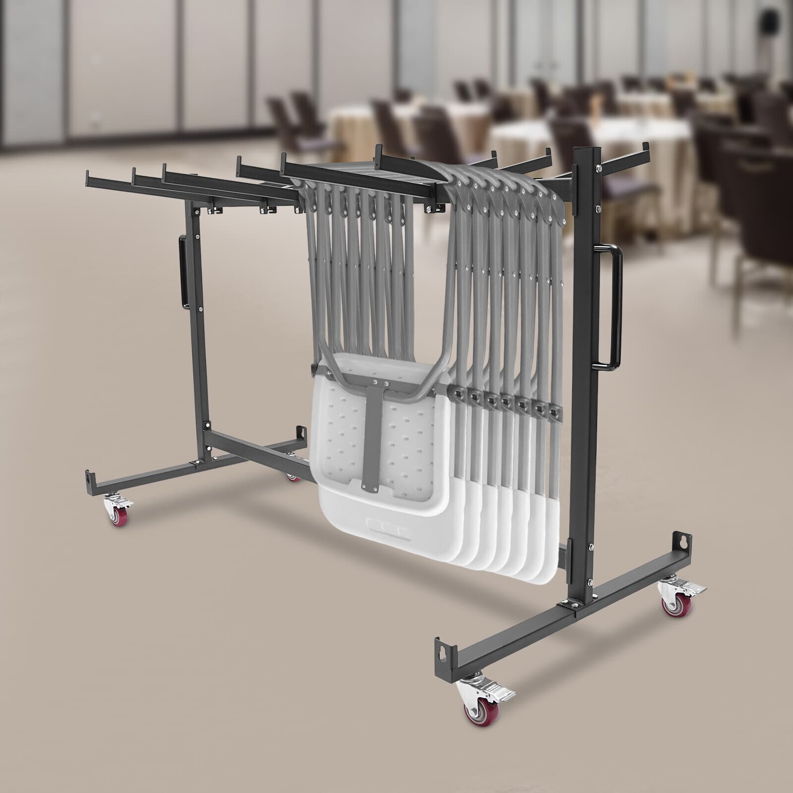 Folding Chair Rack Dolly Cart Table Storage Rack Desk Chairs Cart Trolley 42pcs 2