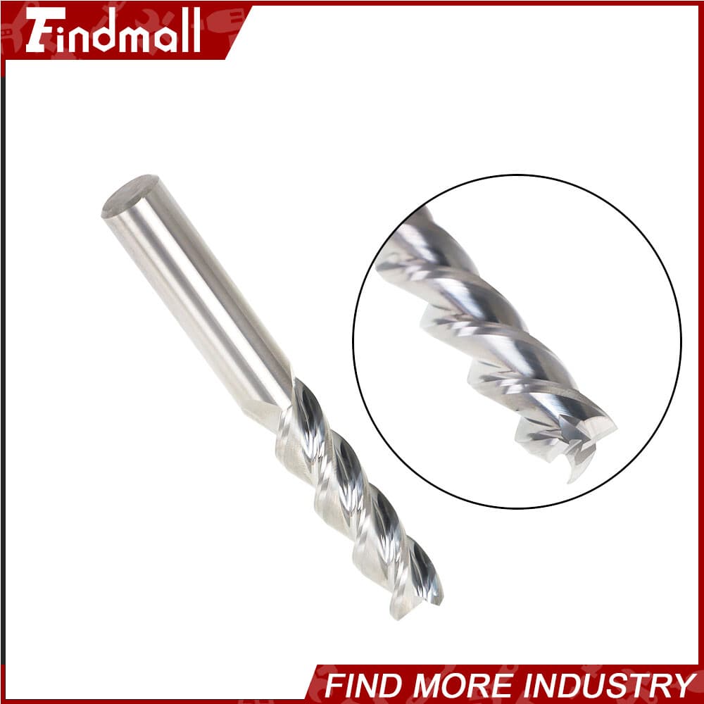 Findmall 5PCS 1/2" Alu-Power 3 Flute Long Length Carbide End Mill for Aluminum 3
