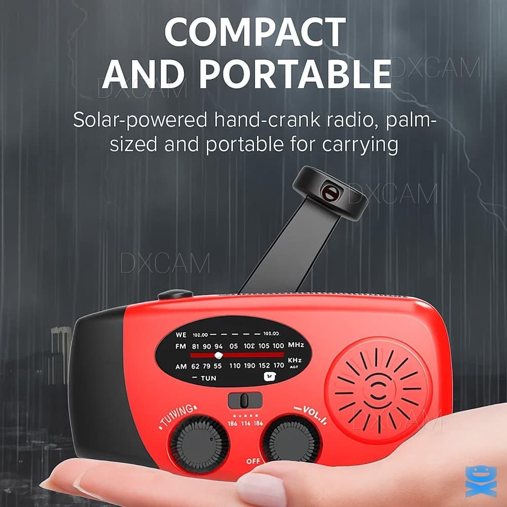 Solar Radio Hand Crank LED Flashlight Multifunctional Emergency Camping 3