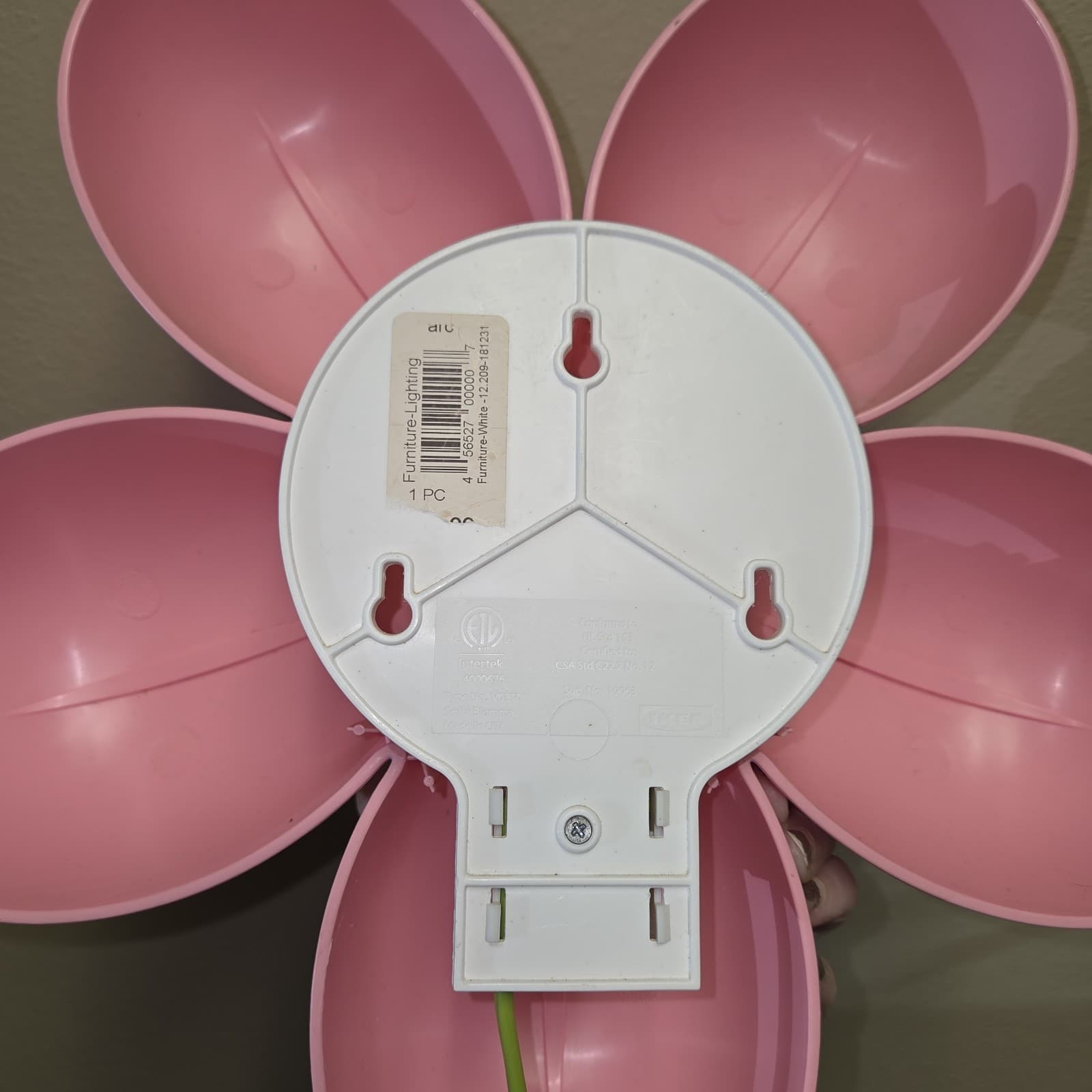 IKEA Smila Blomma Y2K Pink Flower Wall Lamp VTG Corded Night Light Works 6