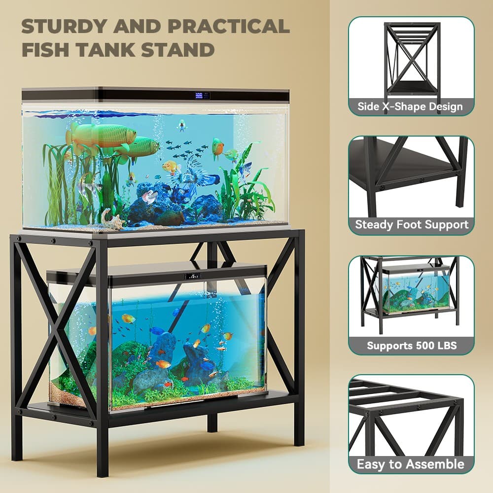 X-Shape 40 Gallon Fish Tank Stand 500lbs Capacity for Metal Aquarium Stand 6