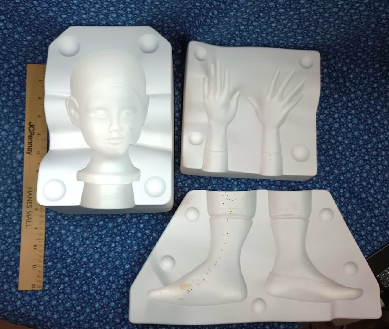 Vintage Ceramic Slip Mold Set Klowns by Kay Large Teardrop Pierrot Sweetheart